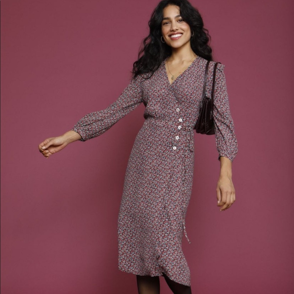Rouje Gabin 40 Dress Wrap Waist Long Sleeve